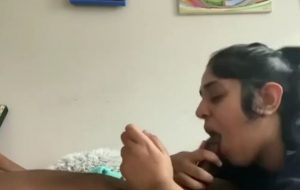 Desi GF with glasses gags on the guy’s erect cock